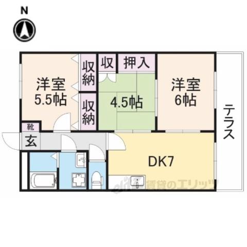 エスポワール(3DK/1階)の間取り写真