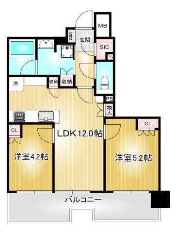 ザ・ファインタワー名古屋今池(2LDK/12階)の間取り写真