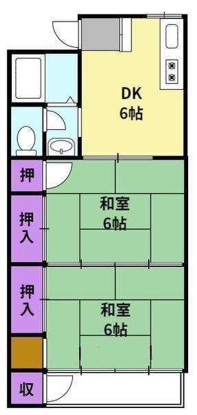 荒木アパート(2DK/2階)の間取り写真