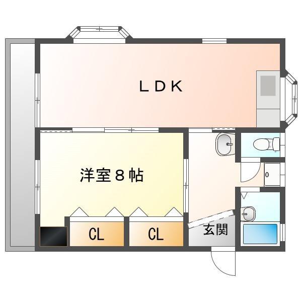 阿久根 1DK・1LDK 風テラス付近 B棟(1LDK/1階)の間取り写真