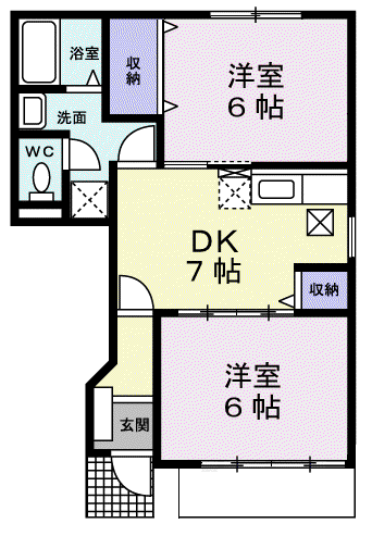 T&Tレジデンス牛浜(2DK/1階)の間取り写真