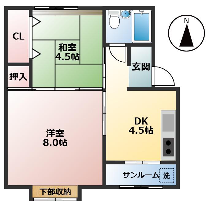 コーポ東和(2K/3階)の間取り写真
