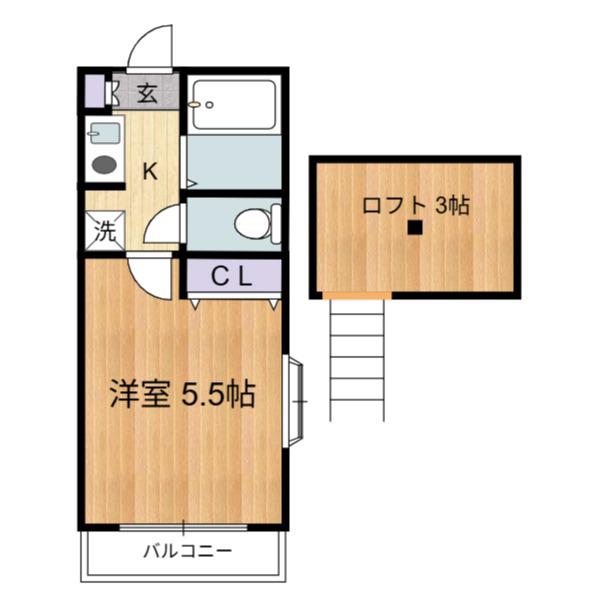 メープル大泉学園A(1K/2階)の間取り写真