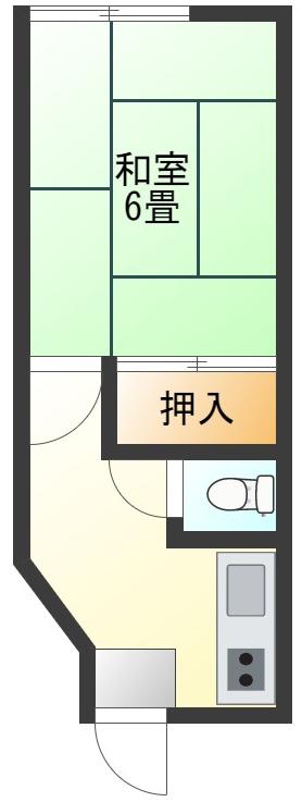 山本荘(1K/2階)の間取り写真