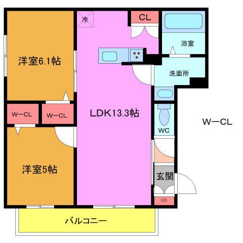 メゾン四季(2LDK/3階)の間取り写真