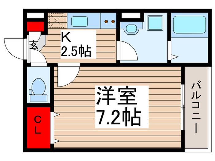 ジーメゾン薬園台(1K/1階)の間取り写真