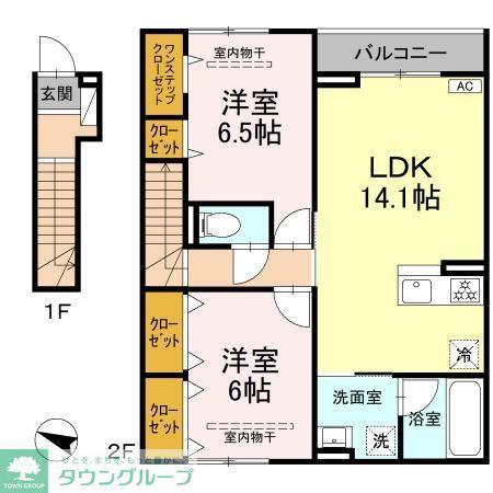 ヒルサイドテラス(2LDK/2階)の間取り写真