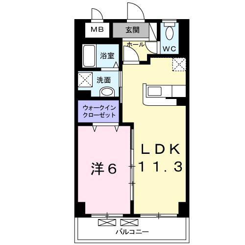 サンライズコード(1LDK/6階)の間取り写真