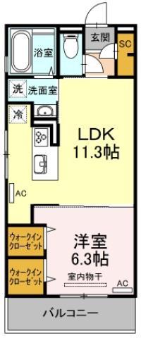 アーベイン沖浜(1LDK/2階)の間取り写真