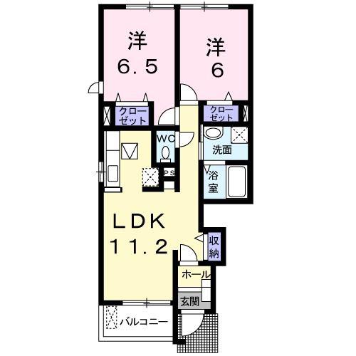 グランツ柳瀬(2LDK/1階)の間取り写真