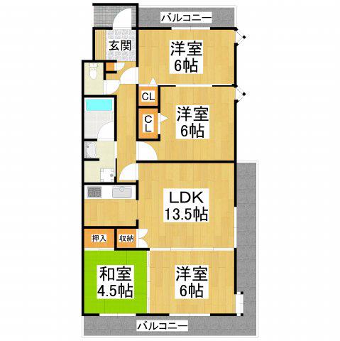 サンパレス21泉北(4LDK/2階)の間取り写真