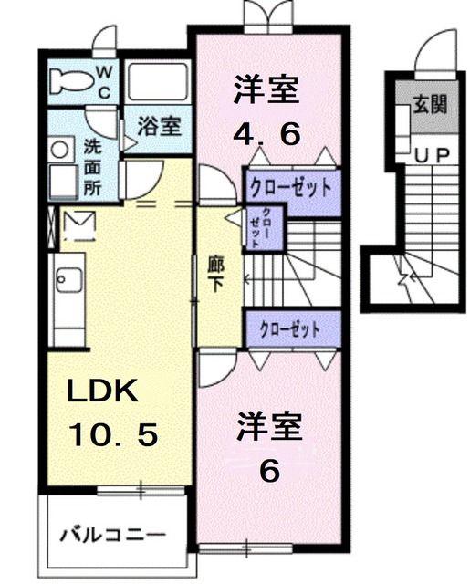 サニーA(2LDK/2階)の間取り写真