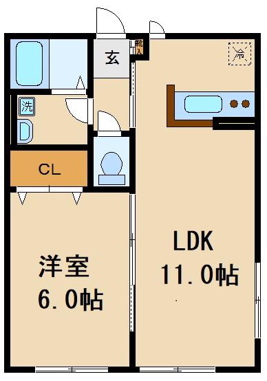 COMFORT(1LDK/1階)の間取り写真