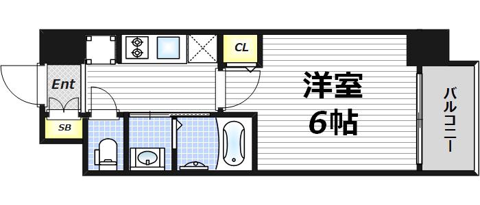 クリスタルグランツうめきた(1K/5階)の間取り写真