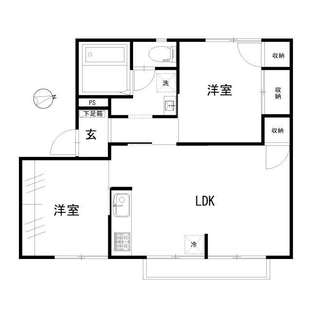 コンチェルトAB(2LDK/2階)の間取り写真