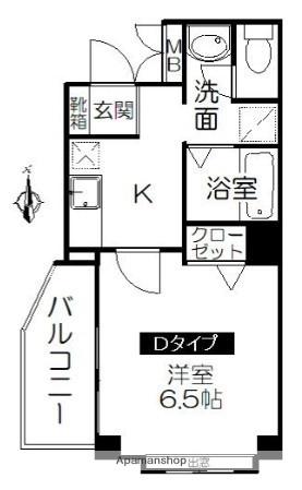 エテルノ(1K/4階)の間取り写真