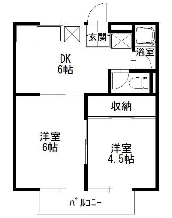 コーポ坂口(2DK/1階)の間取り写真