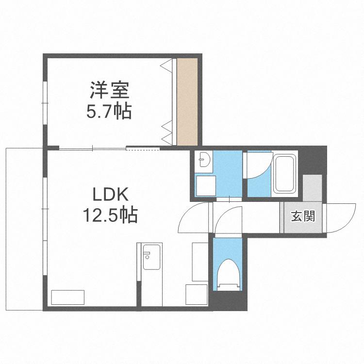 CILIEGIO円山(1LDK/5階)の間取り写真