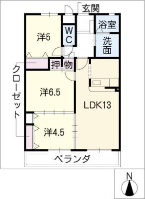シュロス北山(3LDK/3階)の間取り写真