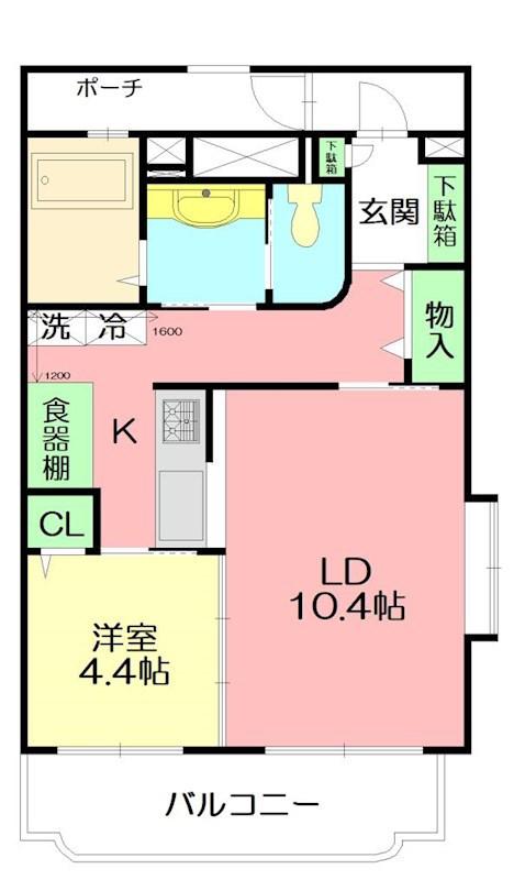 ローズパル(1LDK/1階)の間取り写真