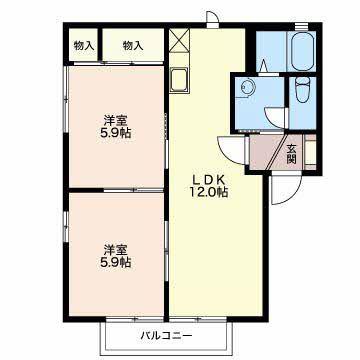 ウィステリア菊川C(2LDK/2階)の間取り写真