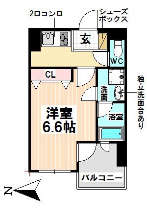 LASANTE東別院(1K/4階)の間取り写真