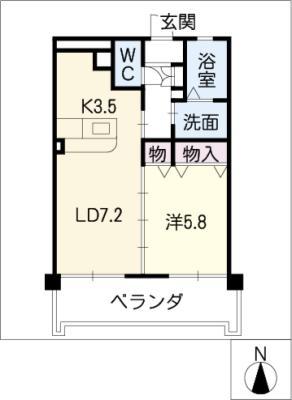 ベルタウン神田(1LDK/4階)の間取り写真