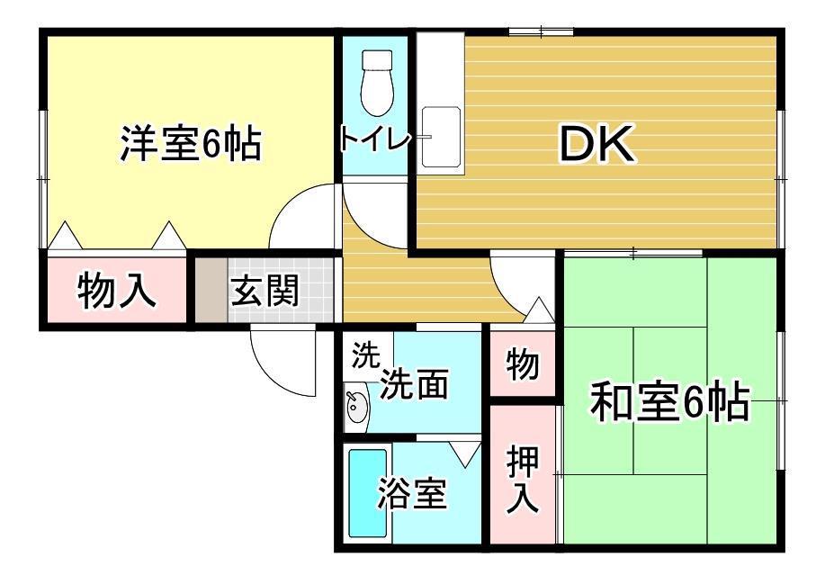 パートナーの丘(2DK/2階)の間取り写真