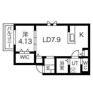 DELICA黒川(1LDK/2階)の間取り写真