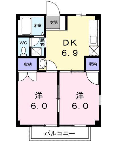 グランシャリオ(2DK/1階)の間取り写真