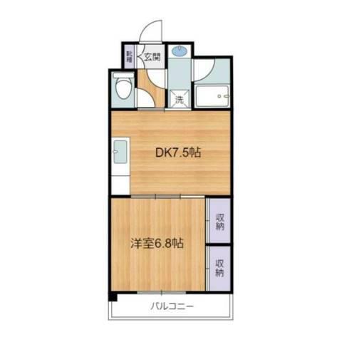 ビスターリ宮ノ下(1DK/2階)の間取り写真