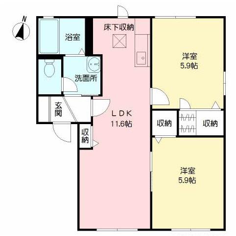 メゾンドヤマシタ(2LDK/1階)の間取り写真