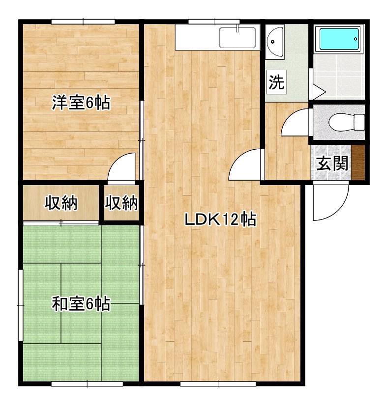 フレグランスT3(2LDK/1階)の間取り写真