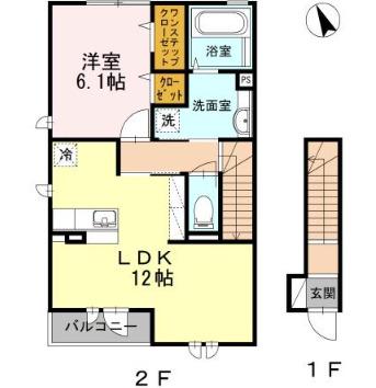MILLIAM(1LDK/2階)の間取り写真