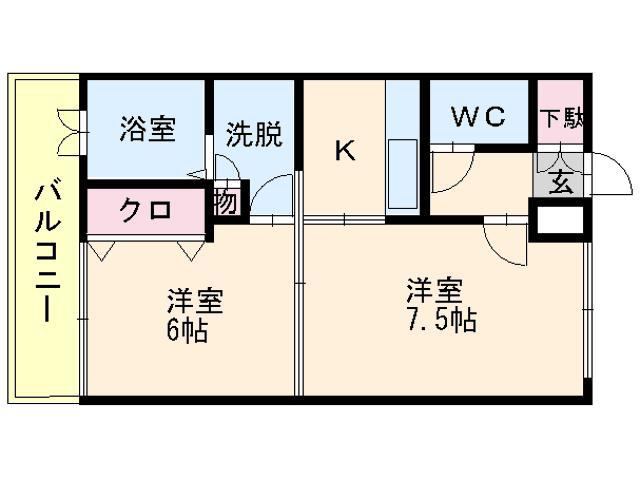 エンクレスト福岡(2K/15階)の間取り写真