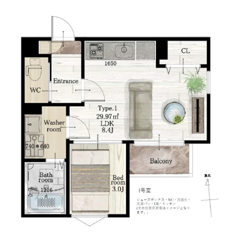 REGALEST六丁の目(1LDK/3階)の間取り写真
