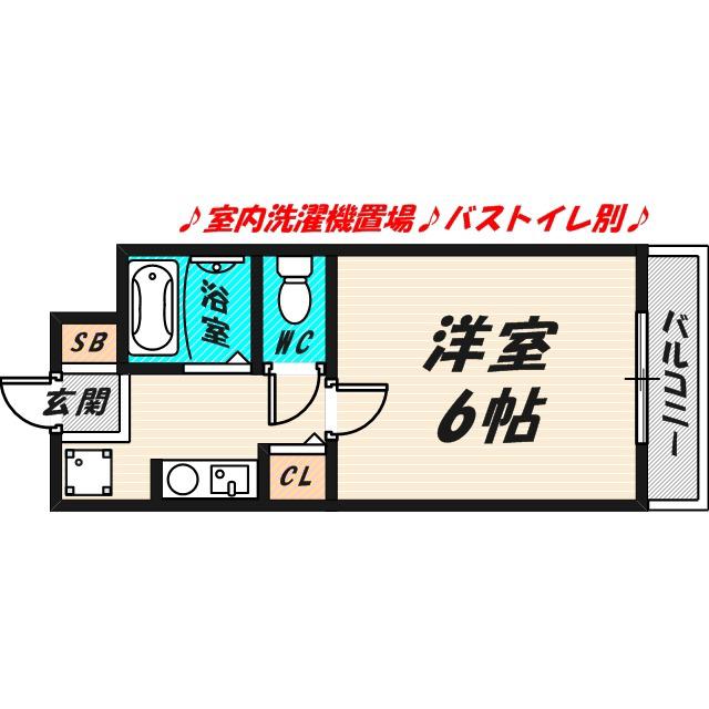 ベルビュー横堤(1K/5階)の間取り写真