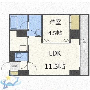 CORB(1LDK/6階)の間取り写真