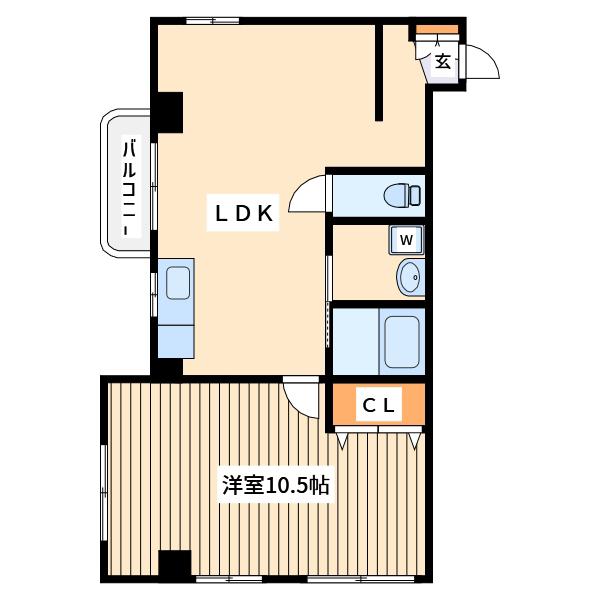 ビューラー433(1LDK/1階)の間取り写真