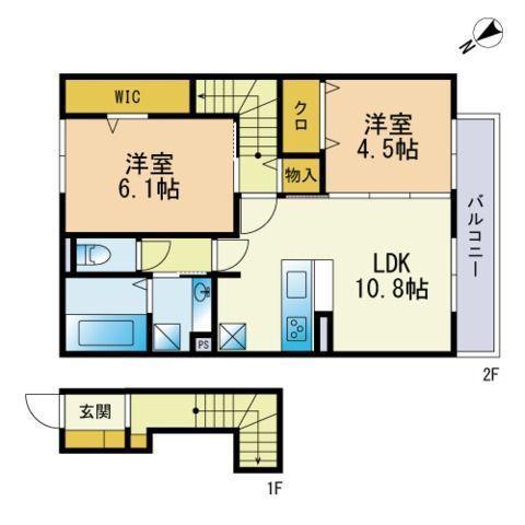 エスポワール18弥永西(2LDK/2階)の間取り写真