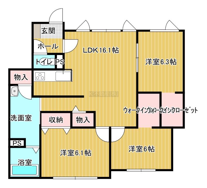 汐見町アパート(3LDK/1階)の間取り写真
