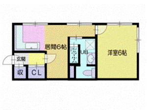 色内ハンドレッド(1LDK/2階)の間取り写真
