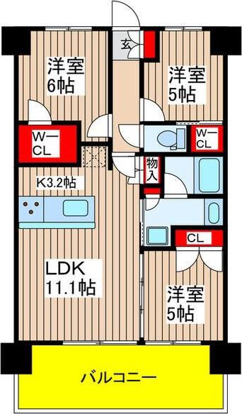 ル・サンク吹上駅前(3LDK/8階)の間取り写真