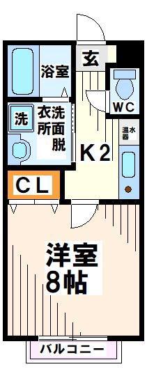サンモール府中(1K/2階)の間取り写真