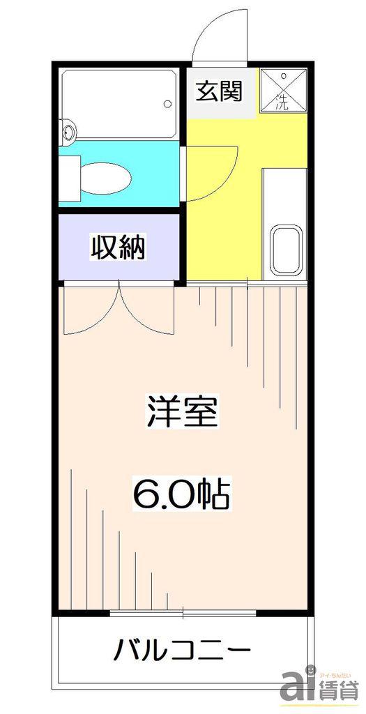 所沢ハイム(1K/1階)の間取り写真