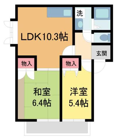 ヴィオール(2LDK/2階)の間取り写真