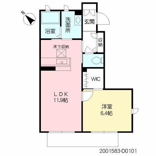 クラヴィエ石坂 D (1LDK/1階)の間取り写真