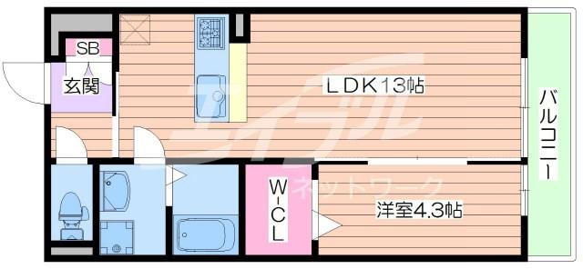 リブリ・メゾン中宮(1LDK/3階)の間取り写真