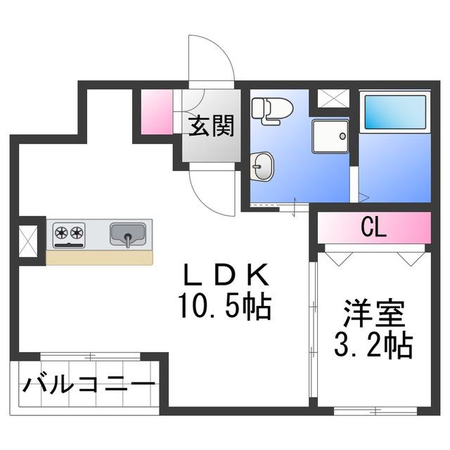 エルニド(1LDK/3階)の間取り写真