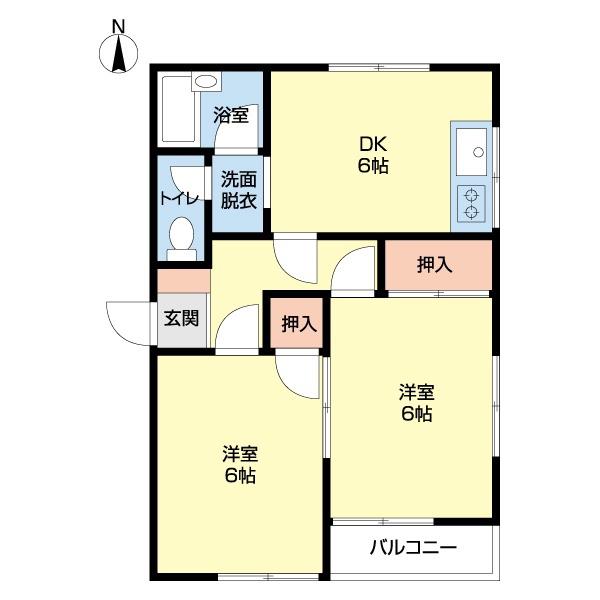 ハイツヤマキ(2DK/2階)の間取り写真
